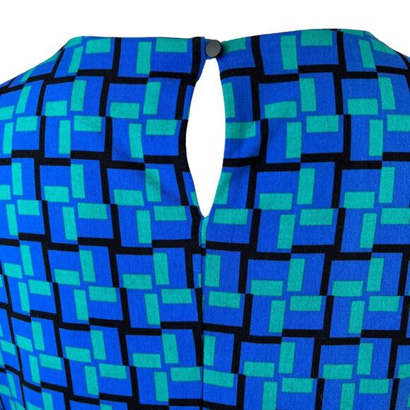 Calvin Klein blue green geometric sleeveless blouse large - Picture 3 of 8